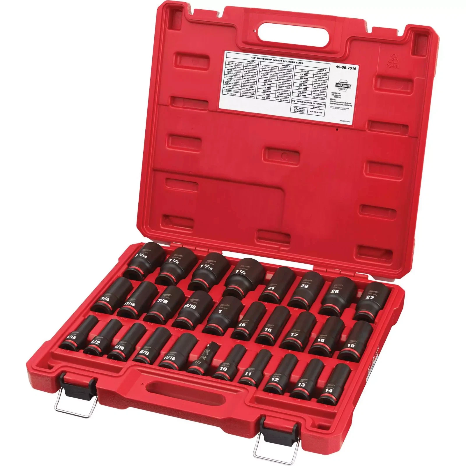 Milwaukee 49-66-7016 | Shockwave Metric & SAE 29 piece 1/2 Dr Impact Socket set