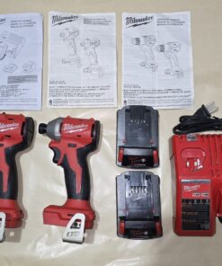 Milwaukee Cordless Combo Tool Kit Set with two 2.0Ah Batteries, And Charger